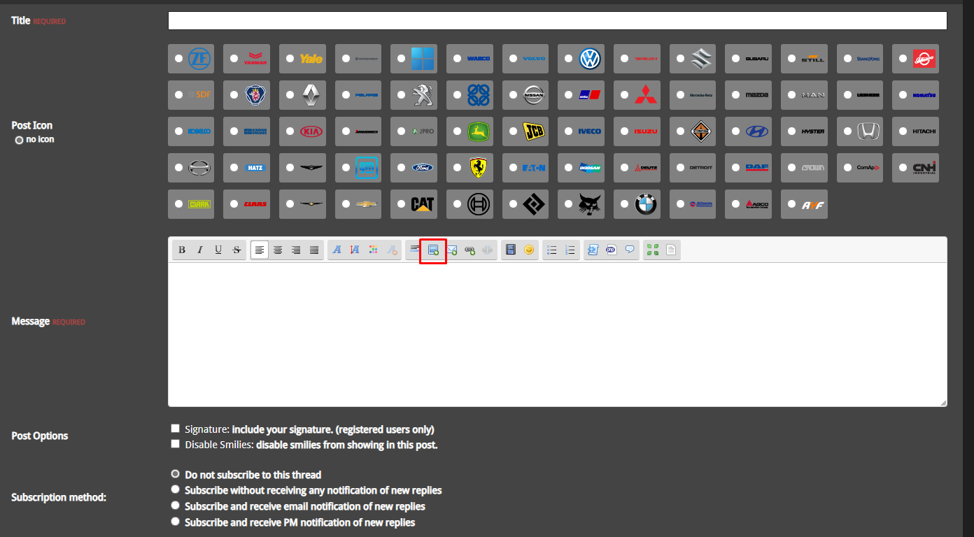 Step 1 - Image button in SCEditor
